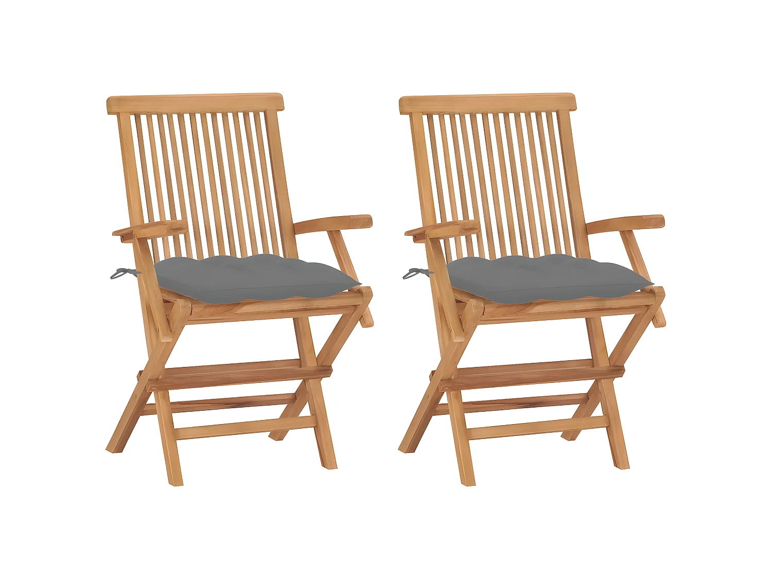 Chaises de jardin avec coussins gris 2 pcs Bois de teck massif SEF58017