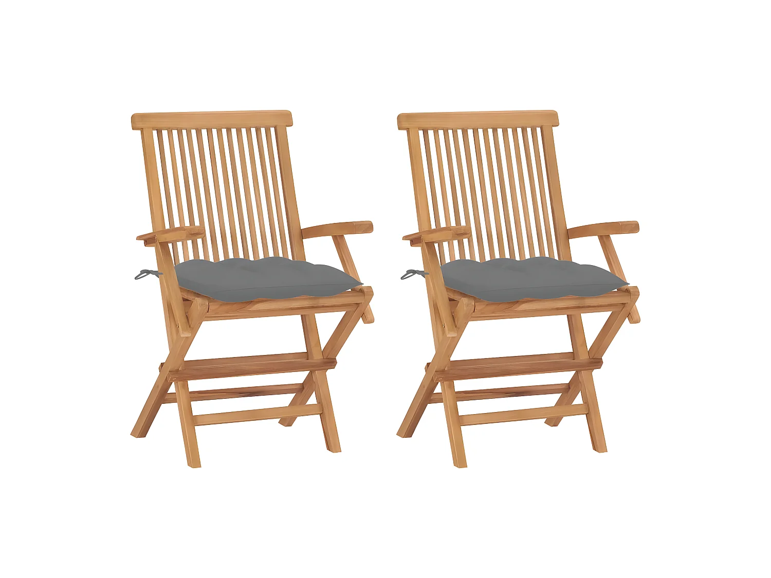 Chaises de jardin avec coussins gris 2 pcs Bois de teck massif SEF58017