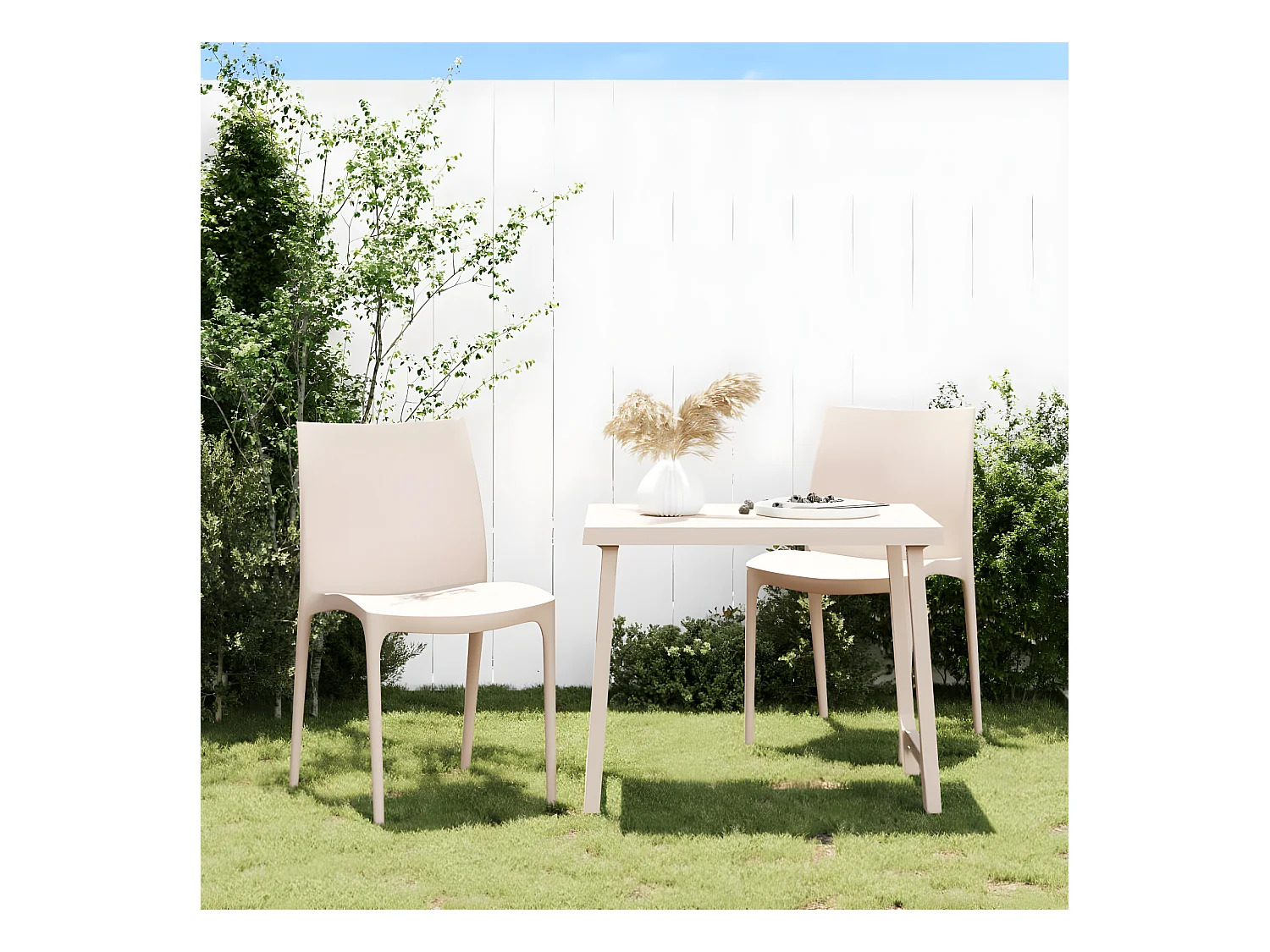 Chaises de jardin lot de 2 crème 50x46x80 cm polypropylène SEF46932