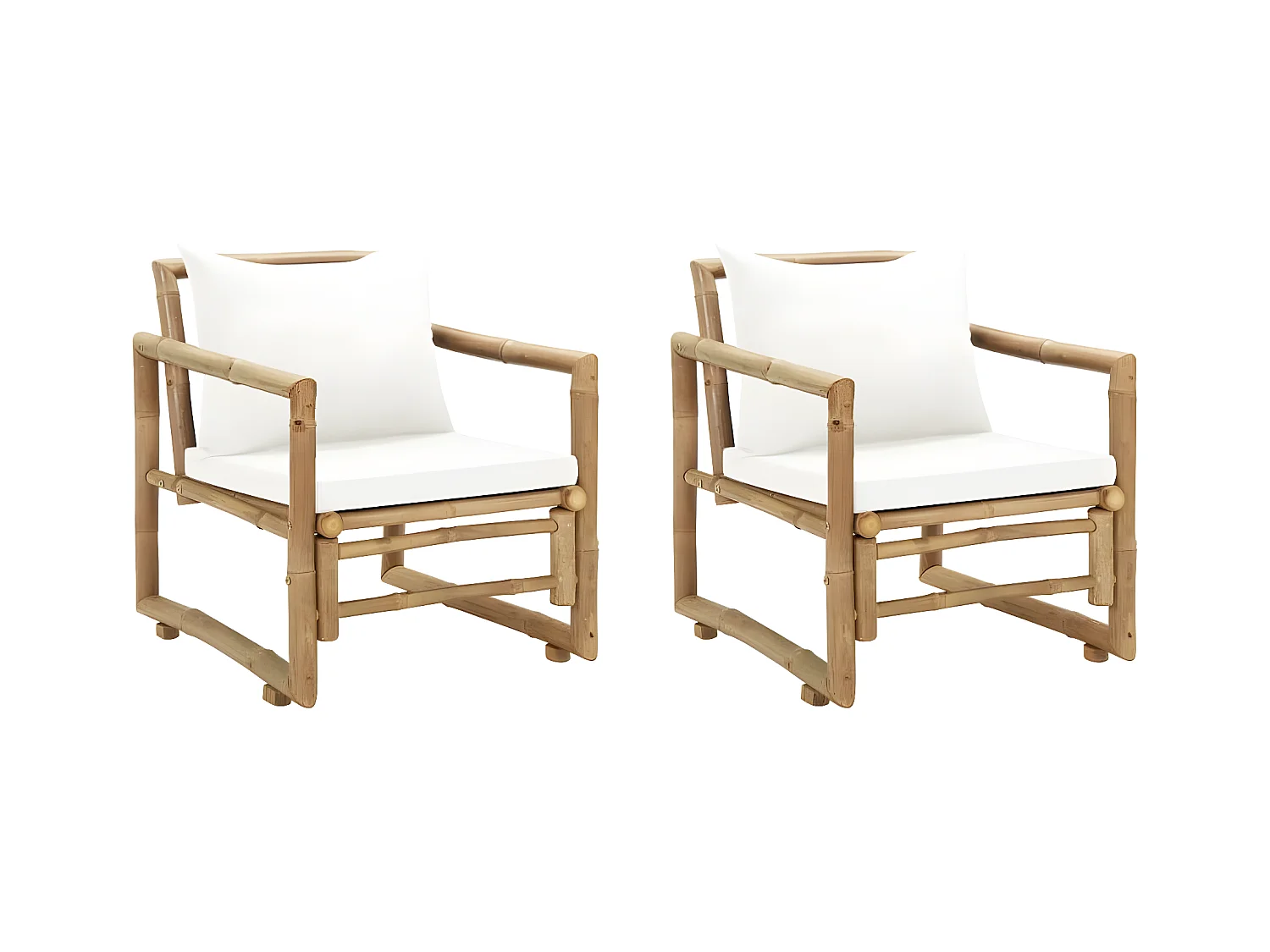 Chaises de jardin 2 pcs avec coussins et oreillers Bambou SEF78058