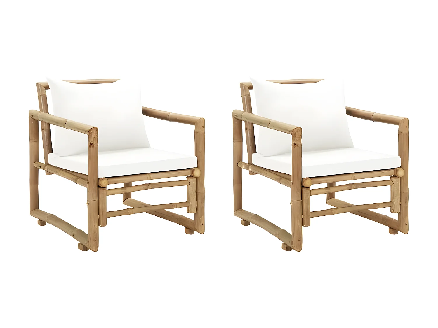 Chaises de jardin 2 pcs avec coussins et oreillers Bambou SEF78058