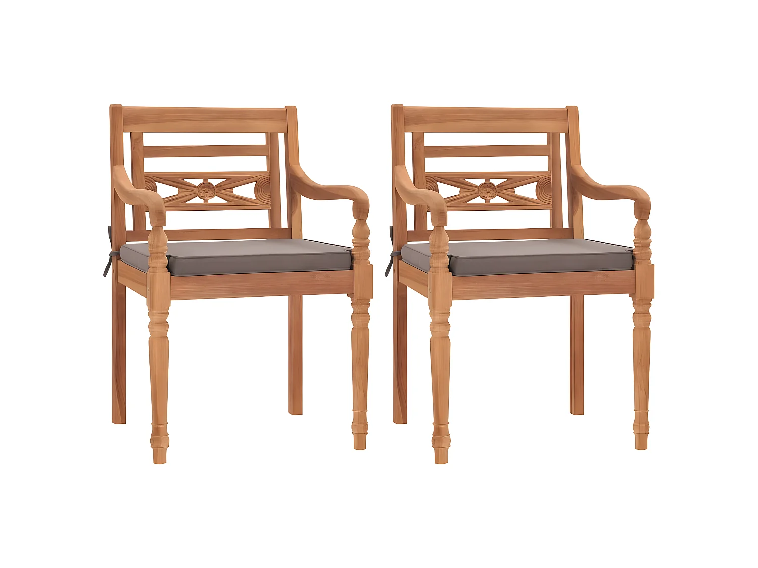 Chaises Batavia 2 pcs avec coussins gris foncé Bois de teck SEF91242