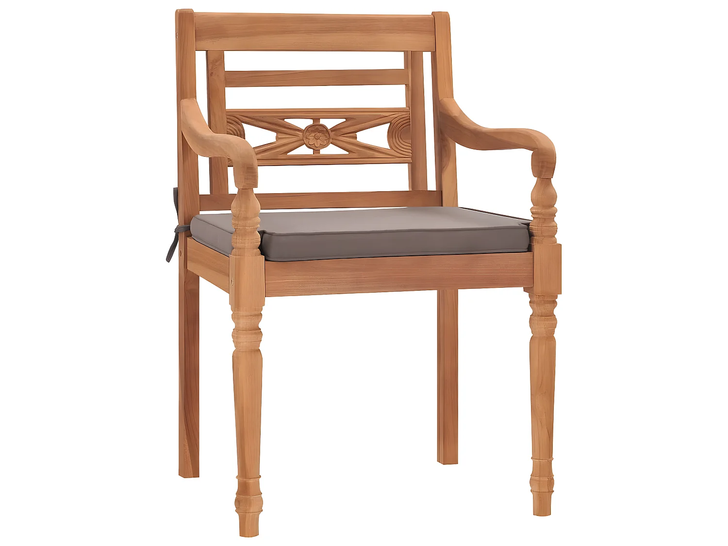 Chaises Batavia 2 pcs avec coussins gris foncé Bois de teck SEF91242