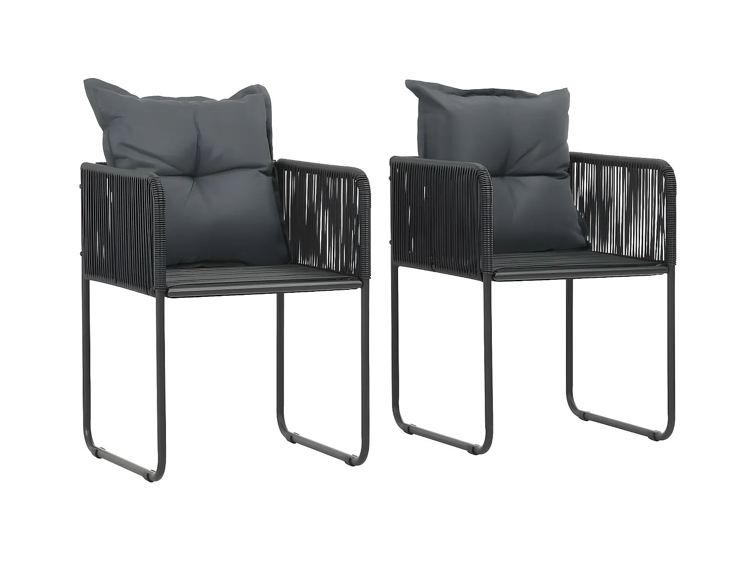 Chaises d'extérieur 2 pcs avec oreillers Résine tressée Noir SEF29335