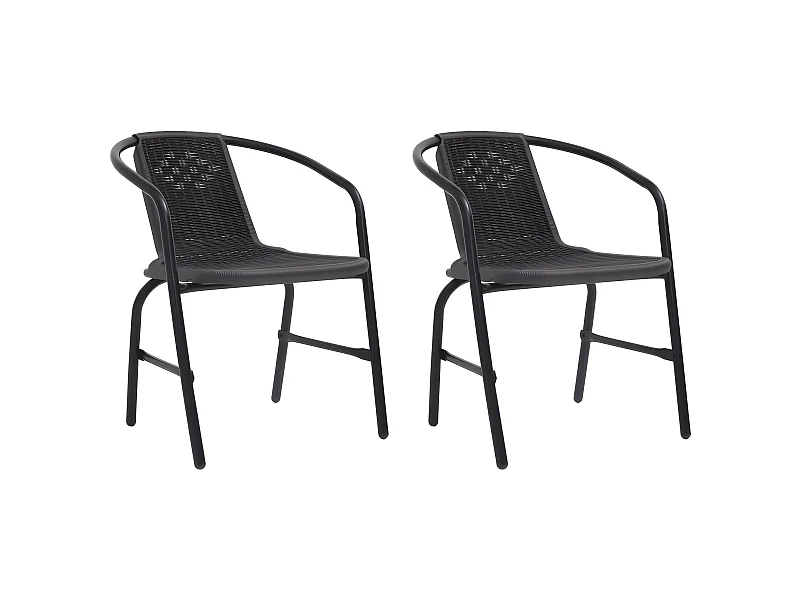 Chaises de jardin 2 pcs Plastique Rotin et acier 110 kg SEF42677