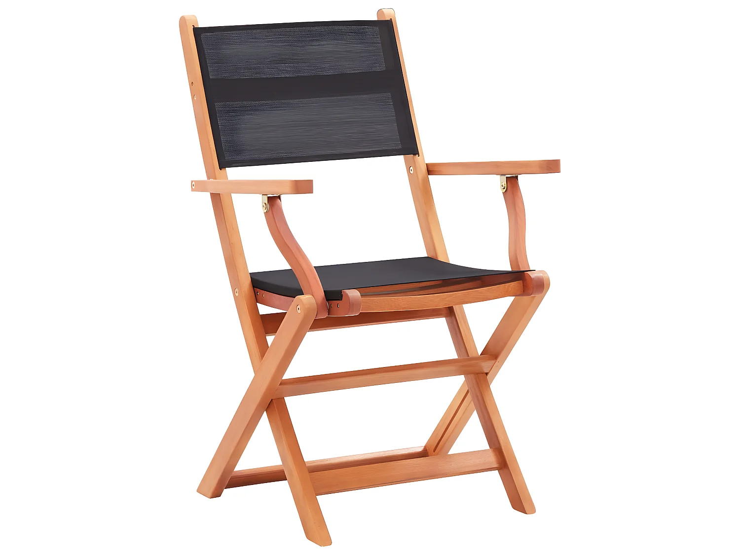 Chaises pliables de jardin 2 pcs Noir Eucalyptus et textilène SEF62786