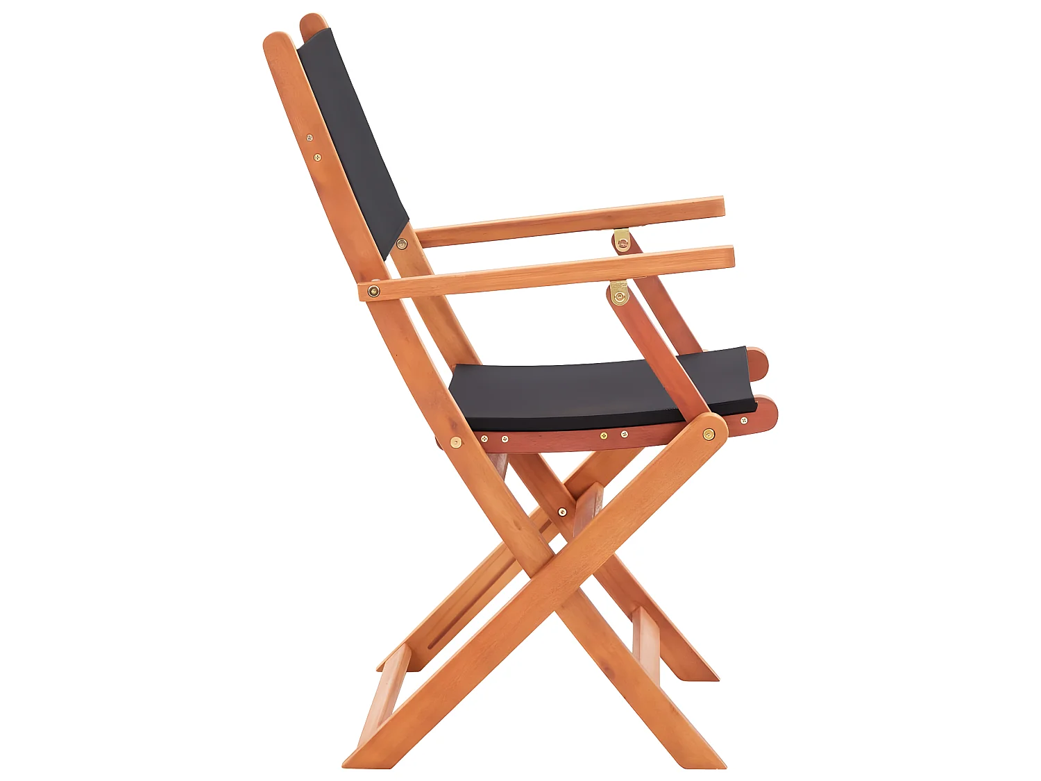 Chaises pliables de jardin 2 pcs Noir Eucalyptus et textilène SEF62786