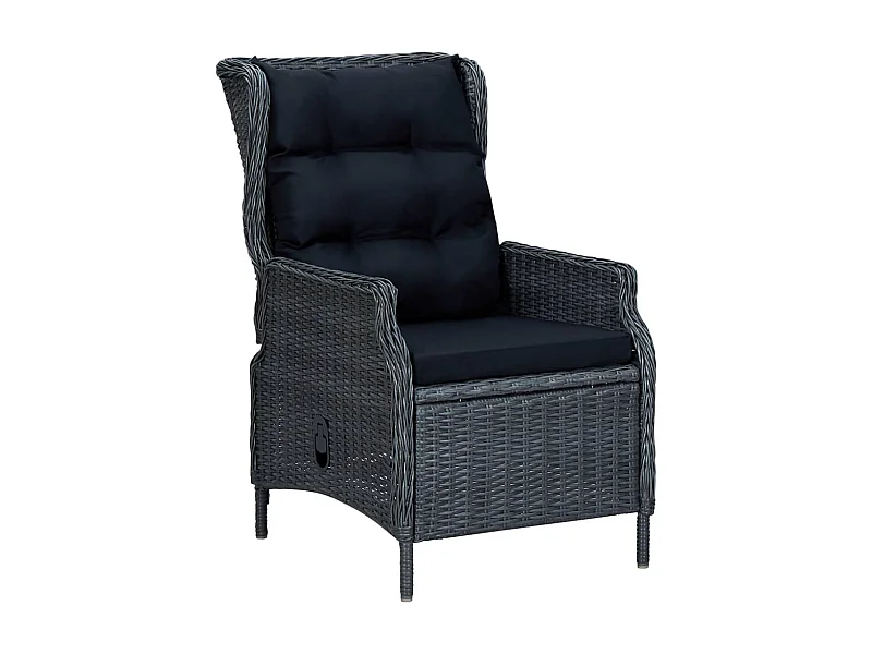 Chaise inclinable de jardin coussins Résine tressée Gris foncé SEF91106