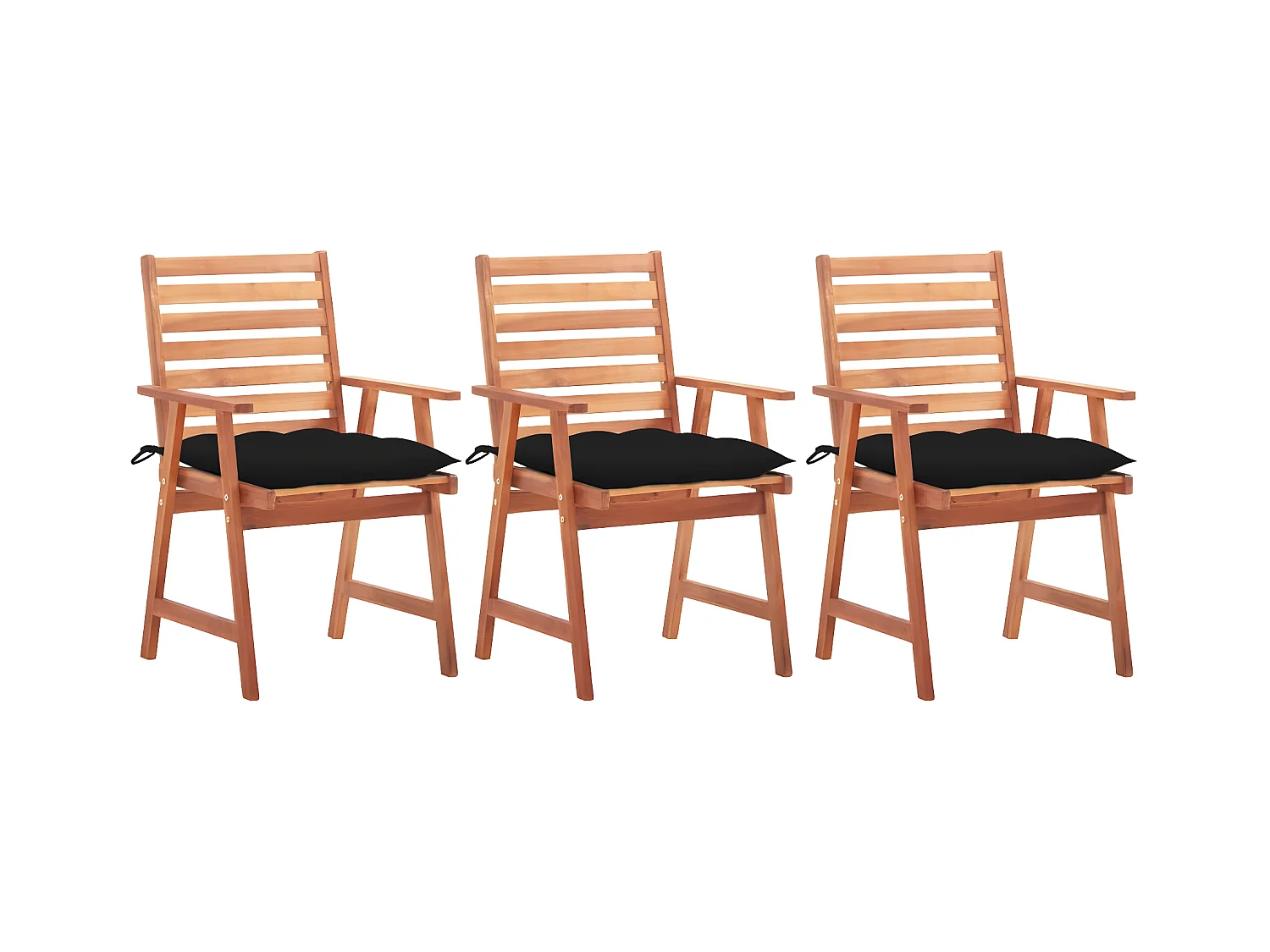 Chaises à dîner d'extérieur 3 pcs avec coussins Acacia massif SEF22556