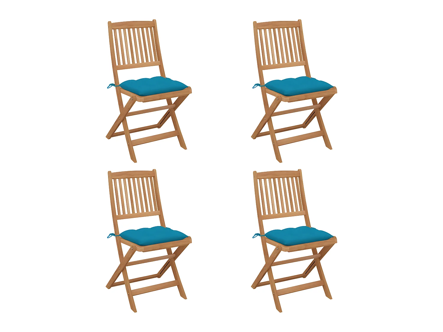 Chaises pliables de jardin 4 pcs avec coussins Bois d'acacia SEF63486