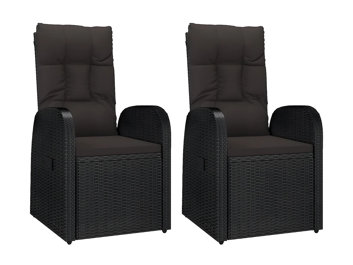 Chaise inclinable de jardin 2pc et coussins Résine tressée Noir SEF14277