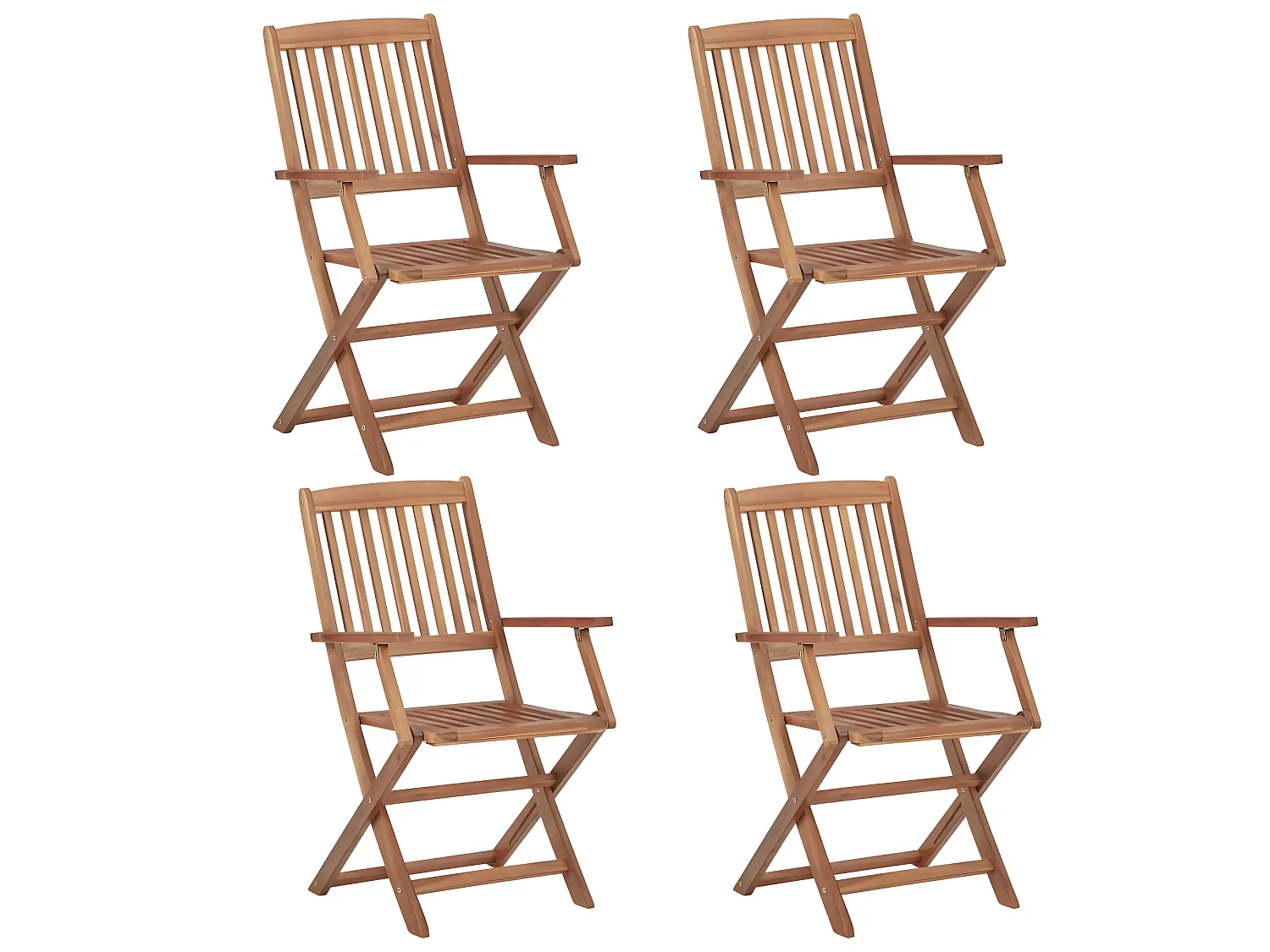 Chaises pliables de jardin 4 pcs avec coussins Bois d'acacia SEF25668