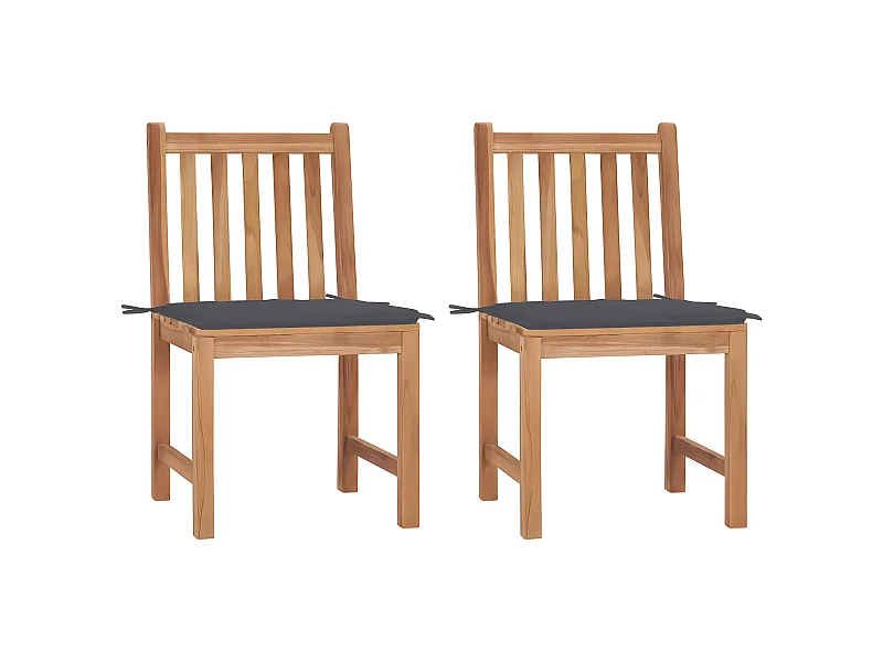 Chaises de jardin 2 pcs avec coussins Bois de teck massif SEF17833