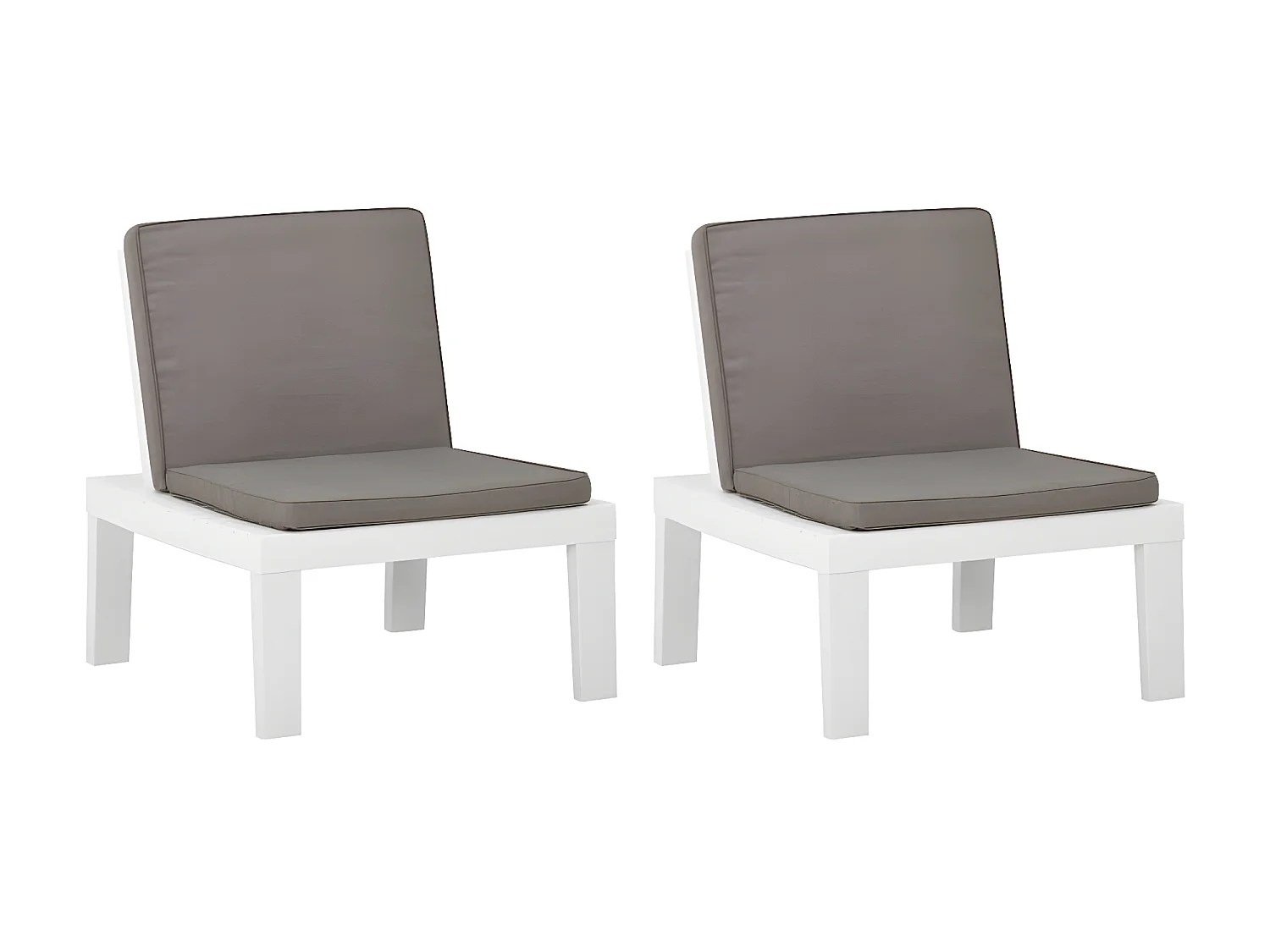 Chaises de salon de jardin avec coussins 2 pcs Plastique Blanc SEF42081