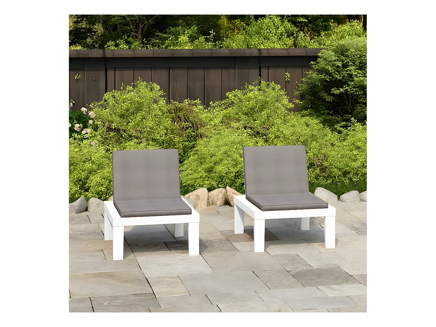 Chaises de salon de jardin avec coussins 2 pcs Plastique Blanc SEF42081