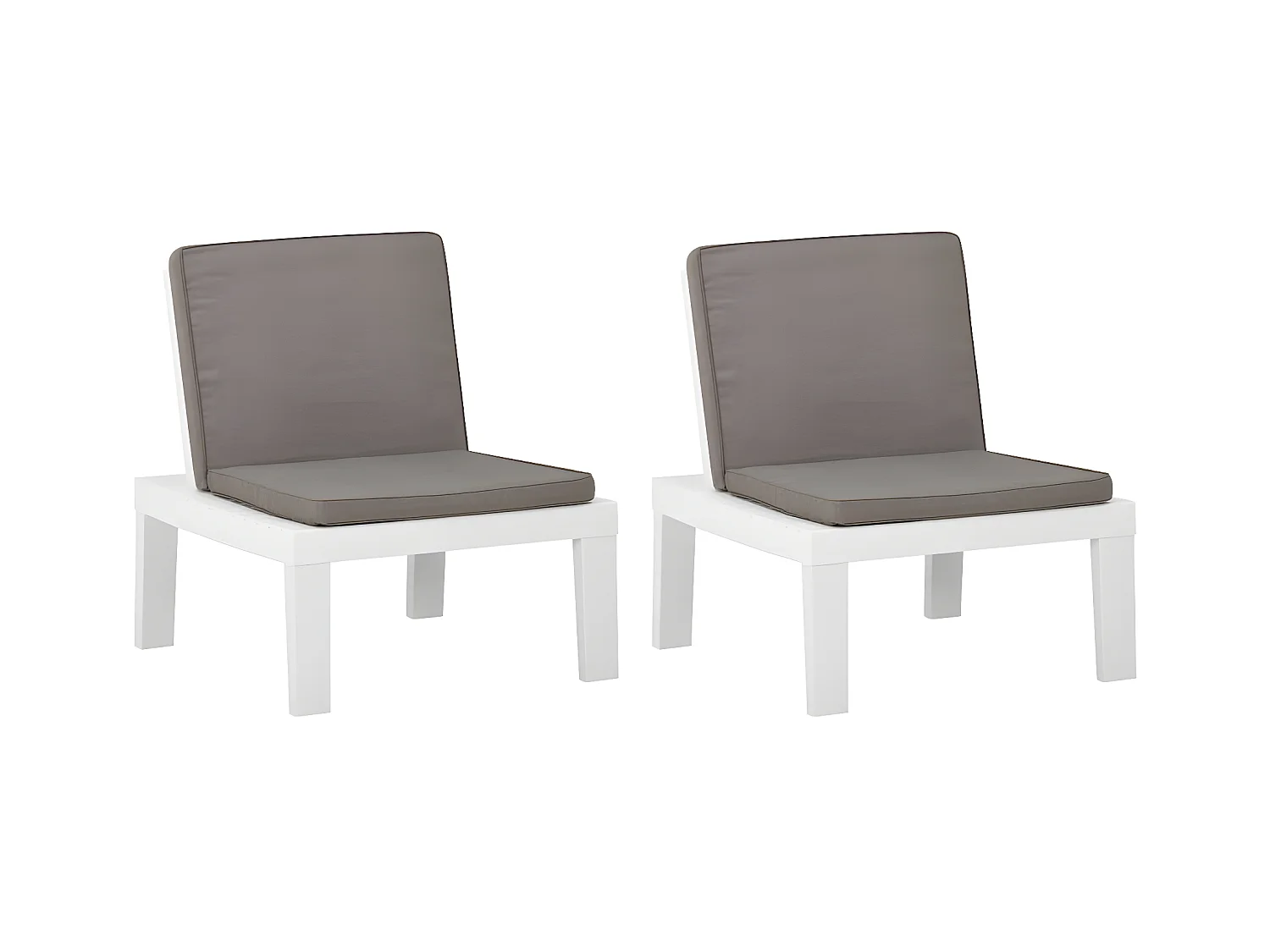 Chaises de salon de jardin avec coussins 2 pcs Plastique Blanc SEF42081