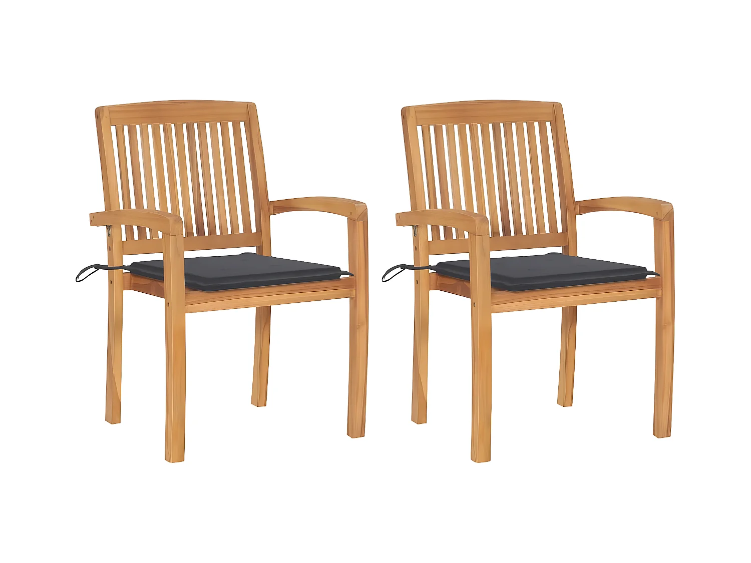 Chaises de jardin 2 pcs avec coussins anthracite Bois de teck SEF39564