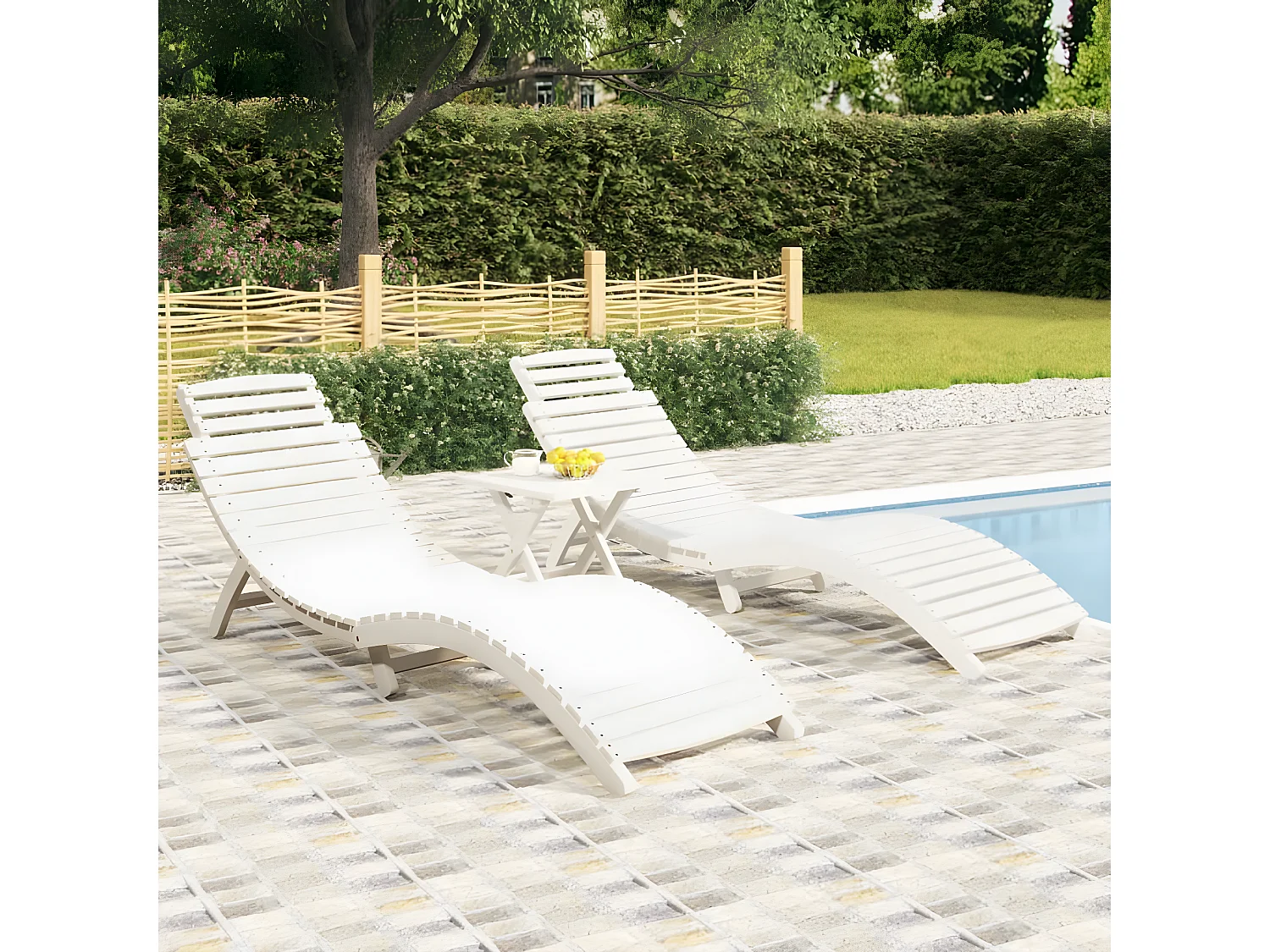 Chaises longues 2 pcs blanc 184x55x64 cm bois massif d'acacia PEWV55023