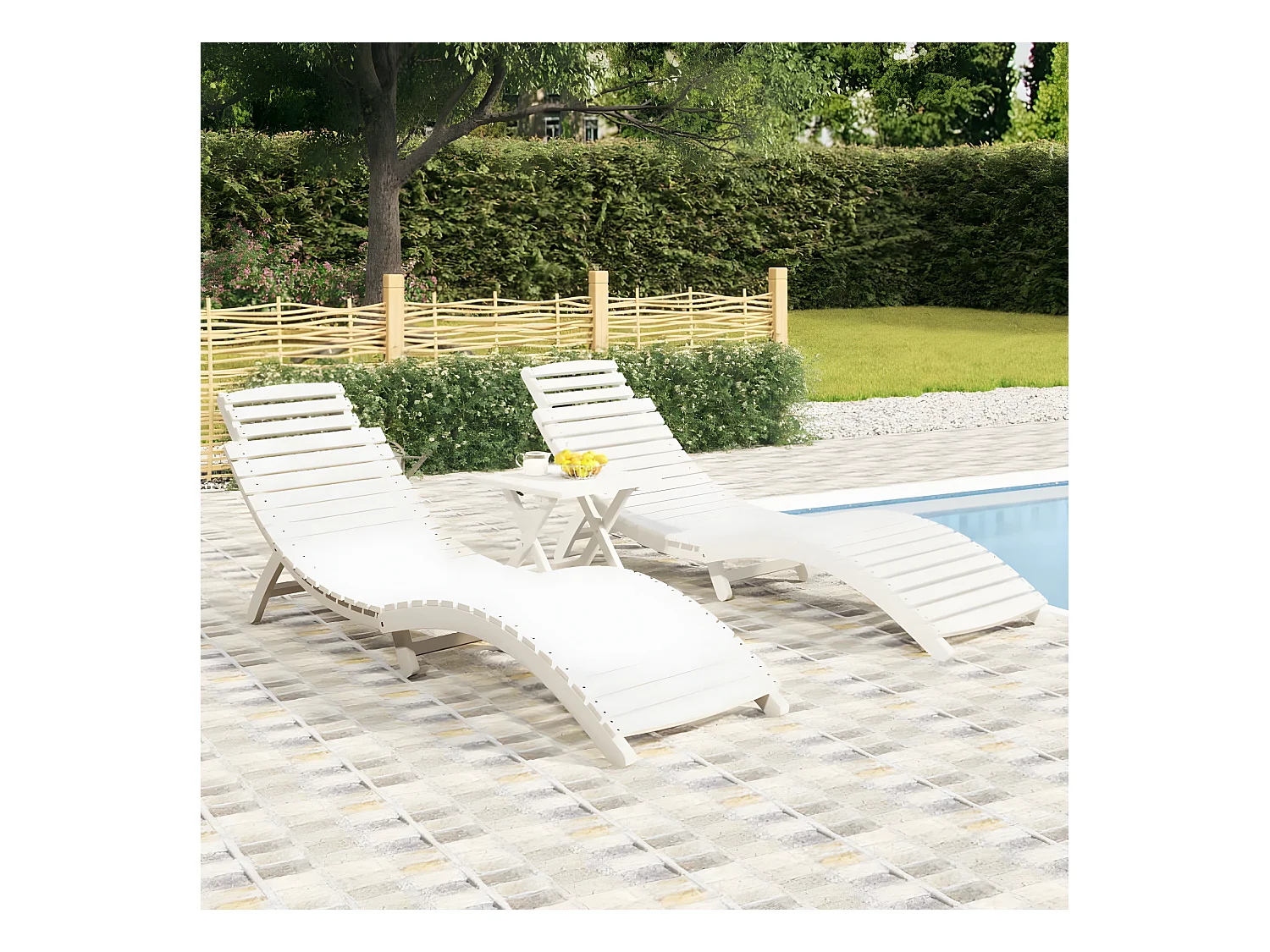 Chaises longues 2 pcs blanc 184x55x64 cm bois massif d'acacia PEWV55023