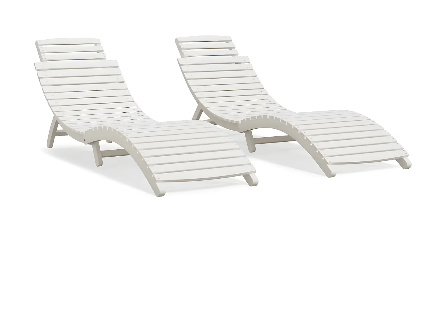 Tumbonas 2 uds madera maciza acacia blanco 184x55x64 cm ES95681