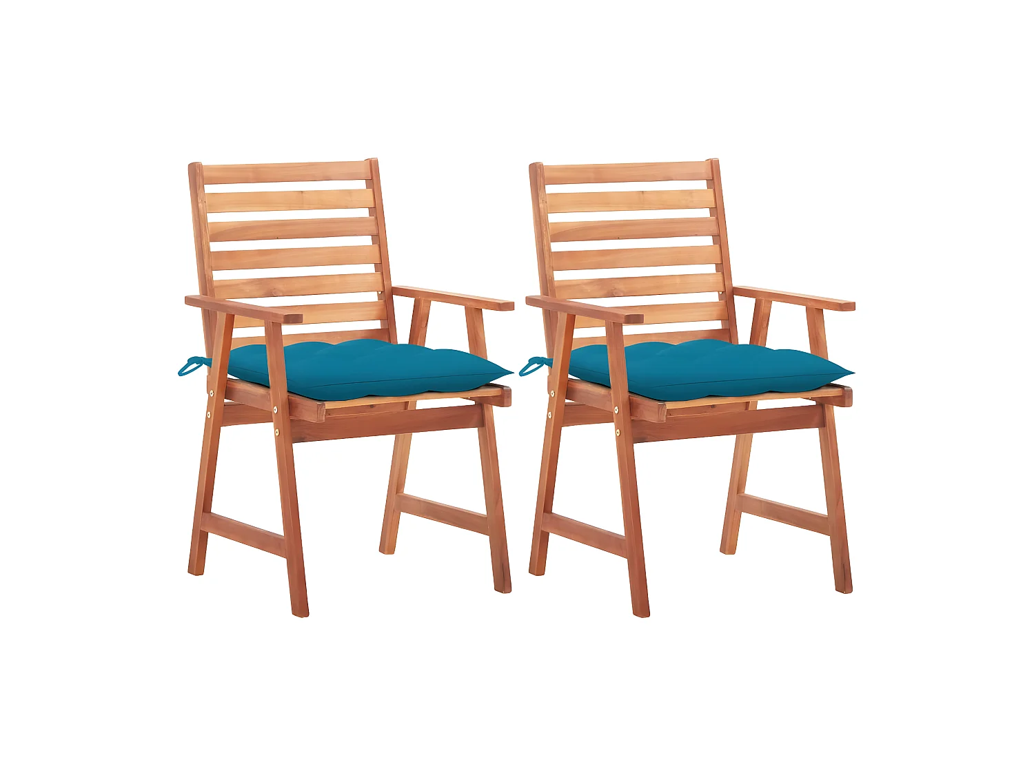 Chaises à dîner d'extérieur 2 pcs avec coussins Acacia massif SEF64912