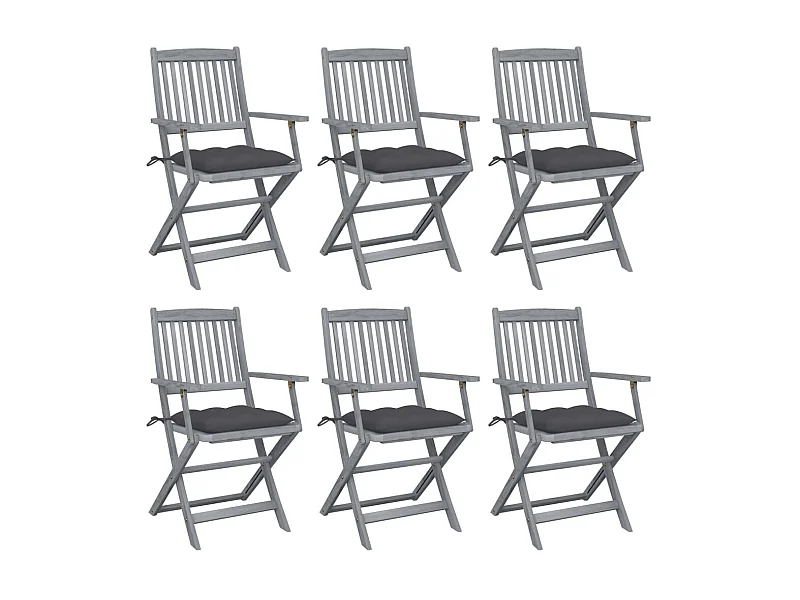 Klappbare Gartenstühle 6 Stk.| Outdoor-Stuhl mit Kissen Massivholz Akazie -gkd995365