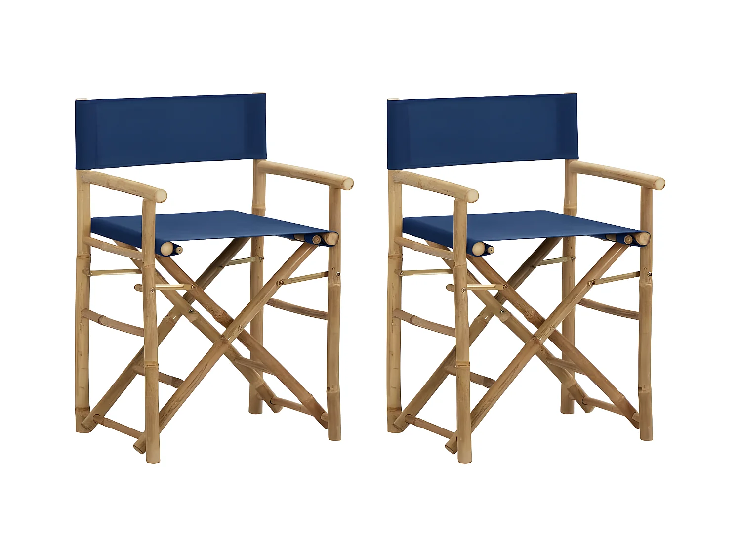 Chaises pliables de directeur 2 pcs Bleu Bambou et tissu SEF97206