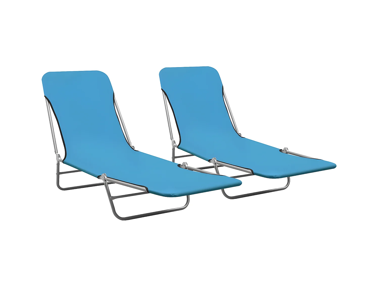 Chaises longues pliables 2 pcs Acier et tissu Bleu PEWV82756