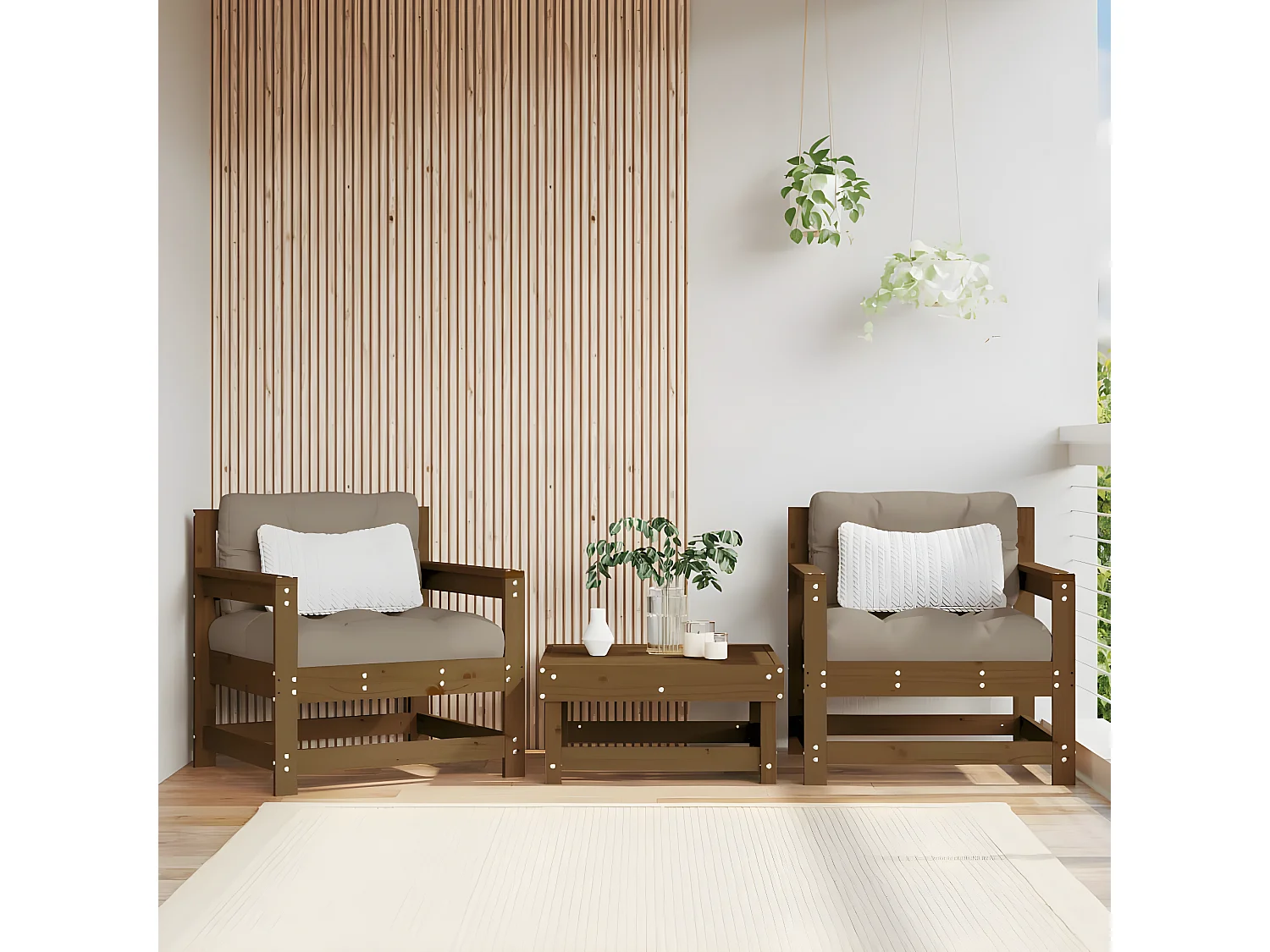 Sillones de jardín cojines 2 uds madera maciza pino marrón miel ES92665