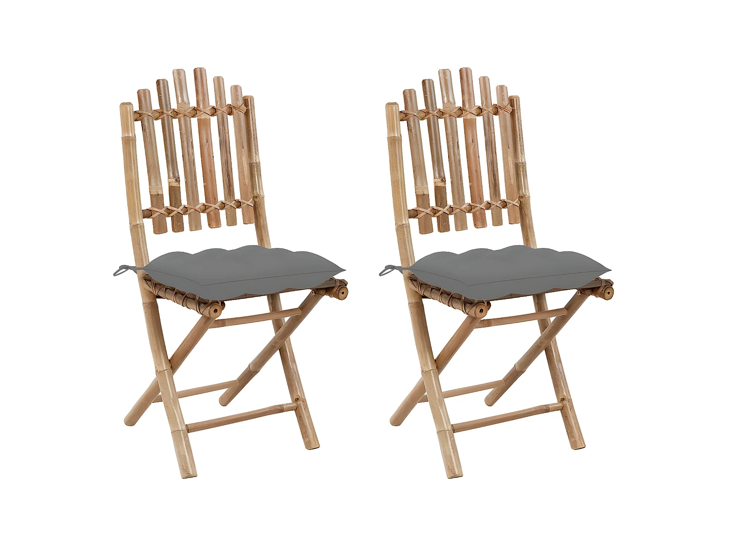 Klappbare Gartenstühle 2 Stk.| Outdoor-Stuhl mit Kissen Bambus -gkd191719