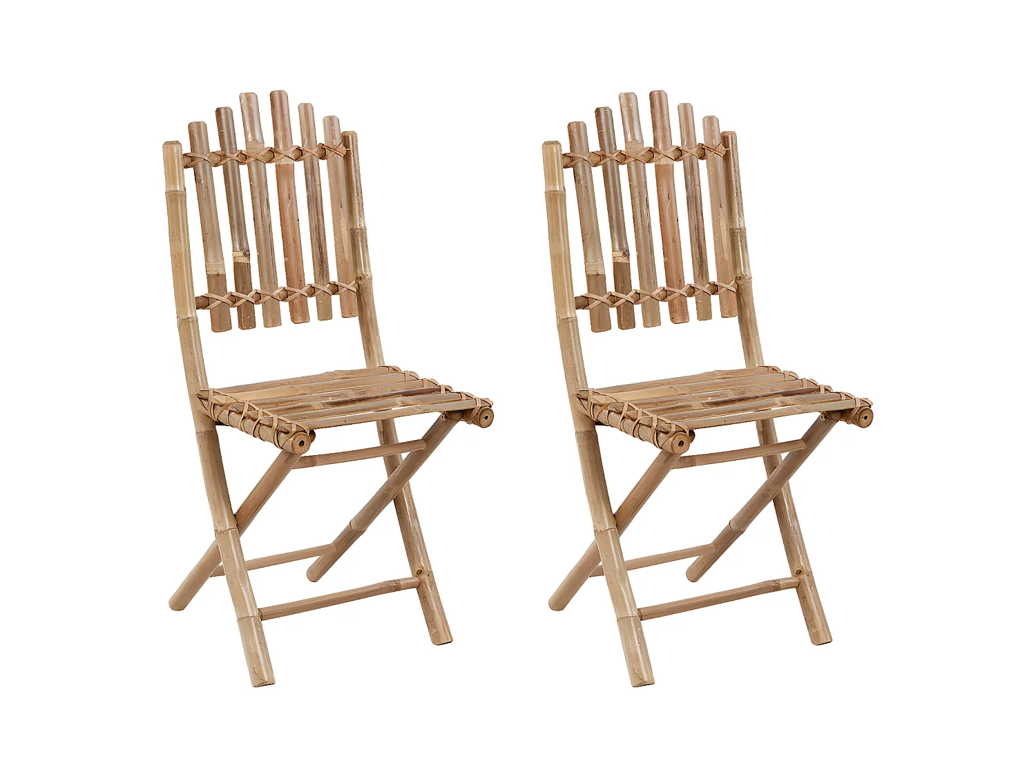 Klappbare Gartenstühle 2 Stk.| Outdoor-Stuhl mit Kissen Bambus -gkd191719