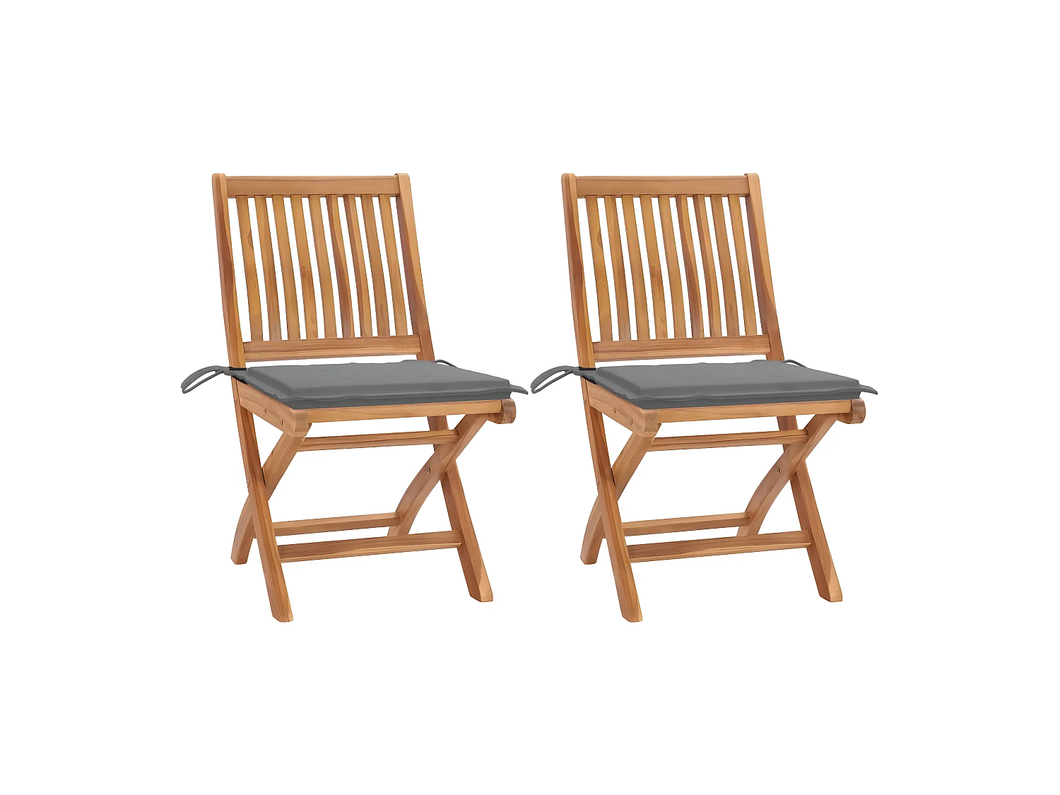 Chaises de jardin 2 pcs avec coussins gris Bois de teck massif SEF94908