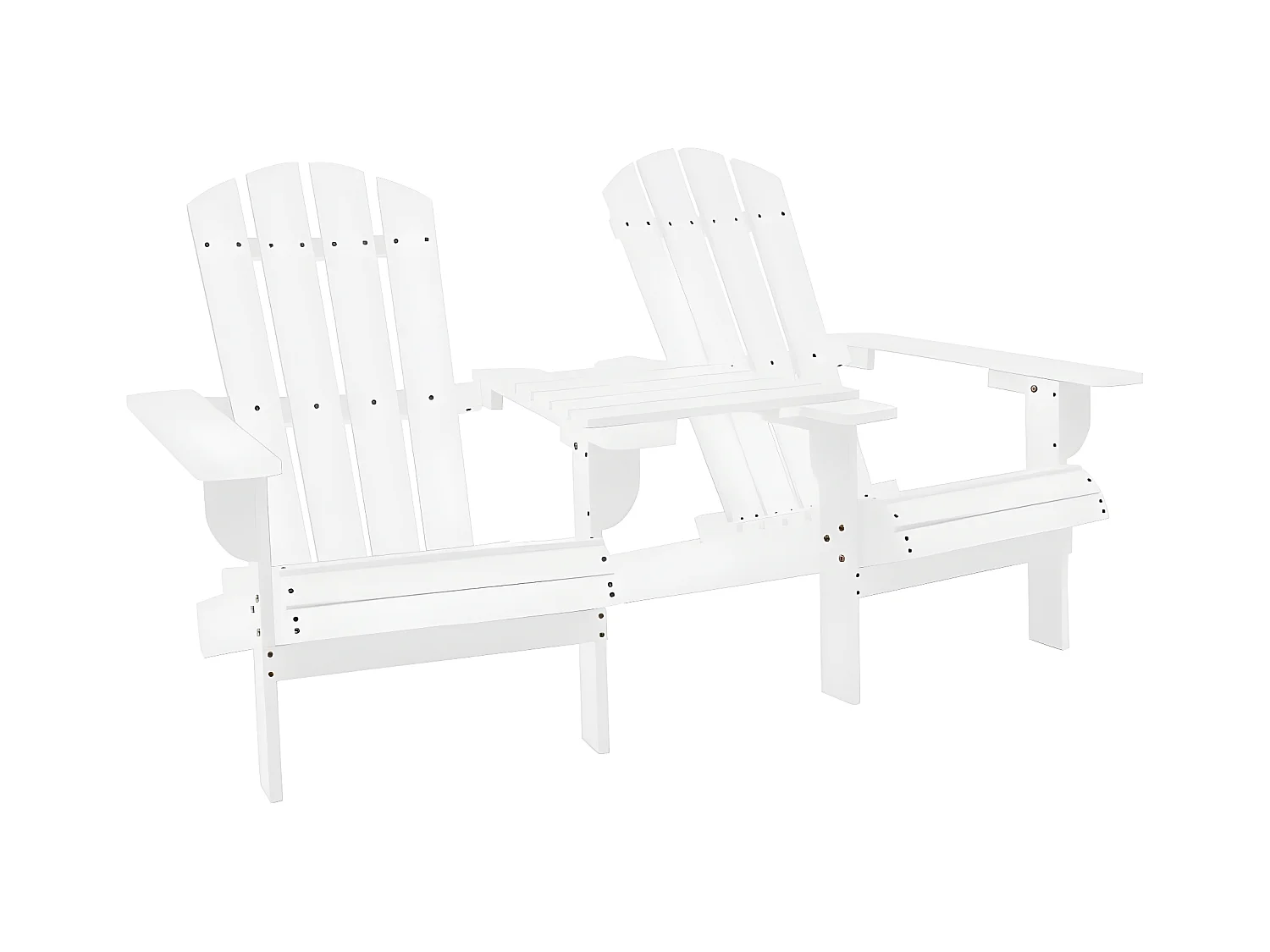 Chaises de jardin Adirondack avec table Bois de sapin Blanc SEF24209