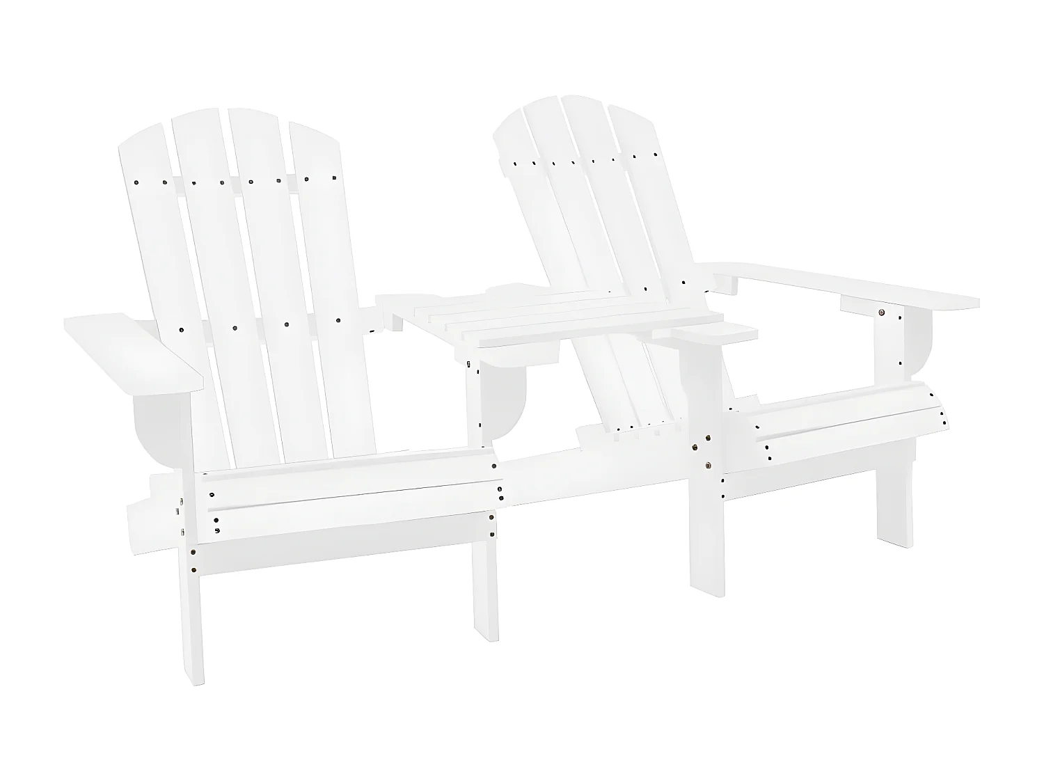 Chaises de jardin Adirondack avec table Bois de sapin Blanc SEF24209