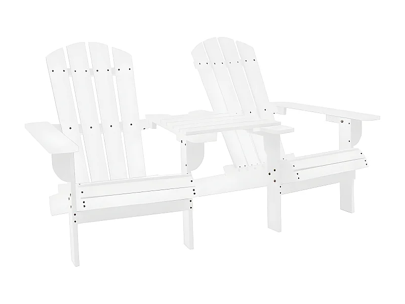 Chaises de jardin Adirondack avec table Bois de sapin Blanc SEF24209