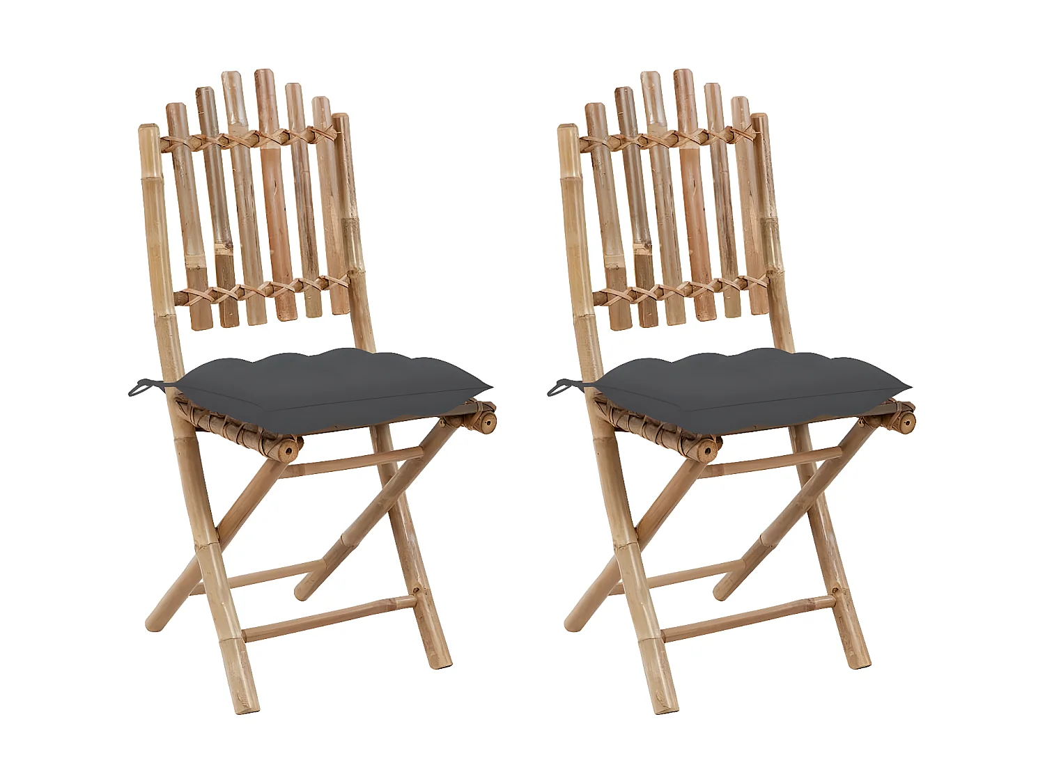 Klappbare Gartenstühle 2 Stk.| Outdoor-Stuhl mit Kissen Bambus -gkd995601