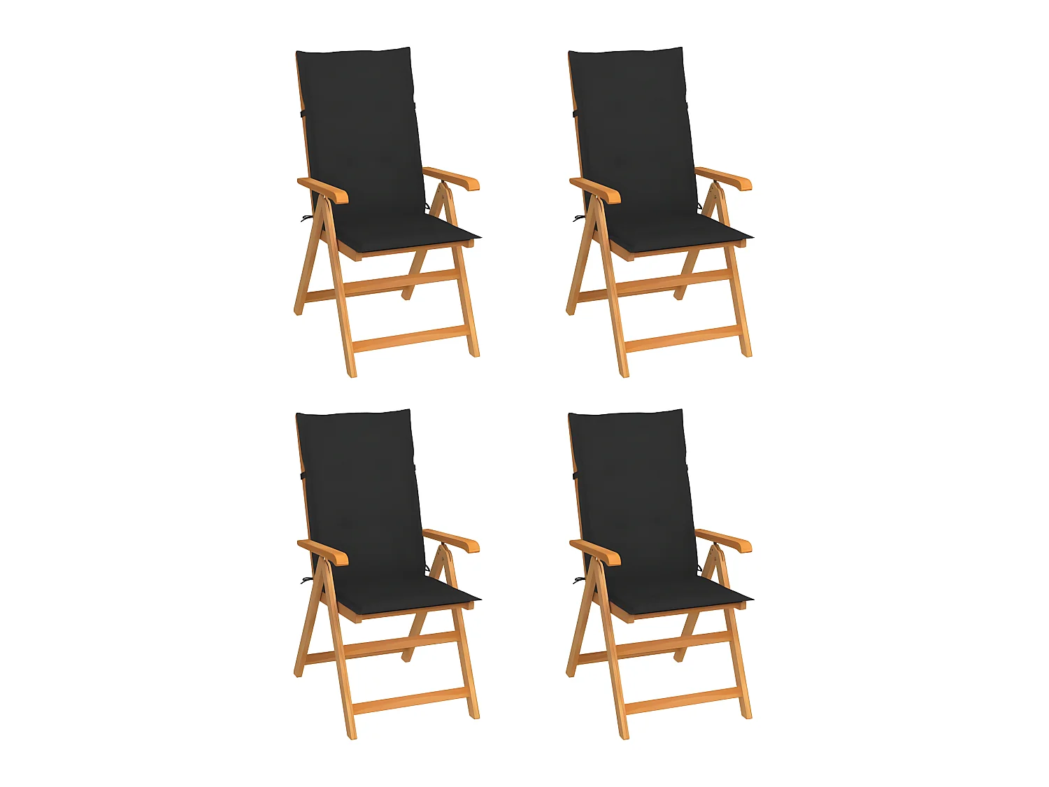 Tuinstoelen 4 st met zwarte kussens massief teakhout NL28247