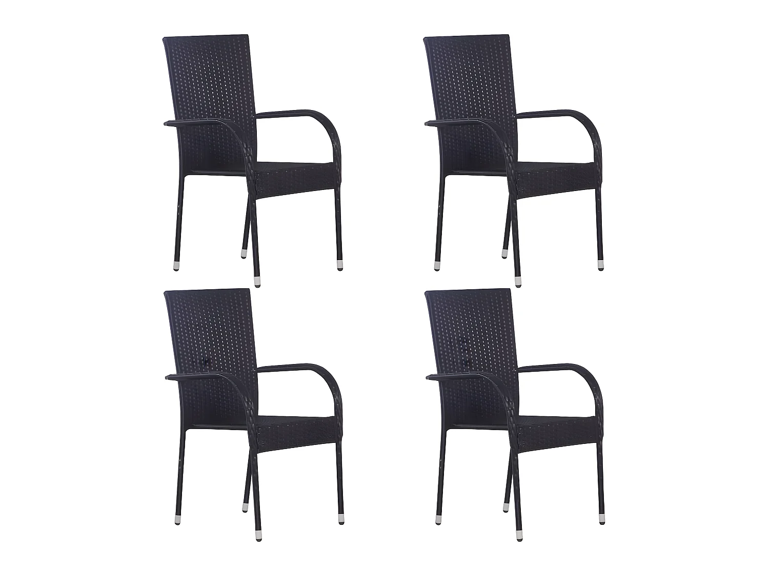 Chaises empilables d'extérieur 4 pcs Résine tressée Noir SEF80401