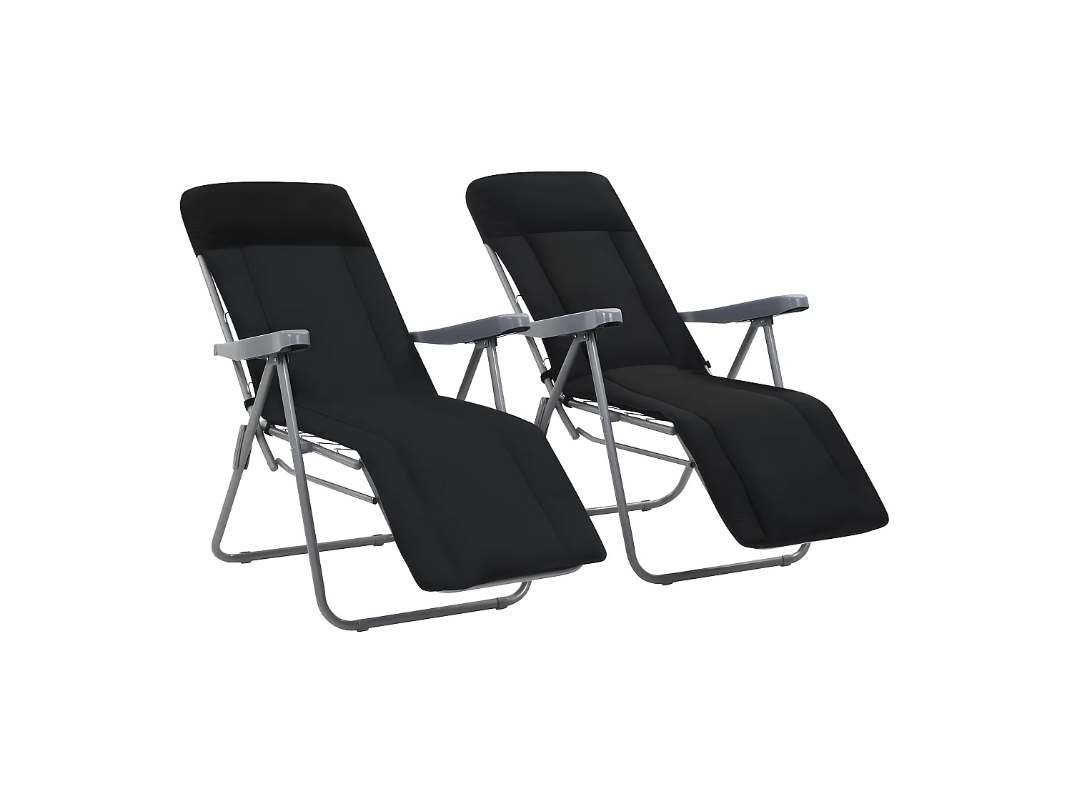 Chaises pliables de jardin avec coussins 2 pcs Noir SEF36735