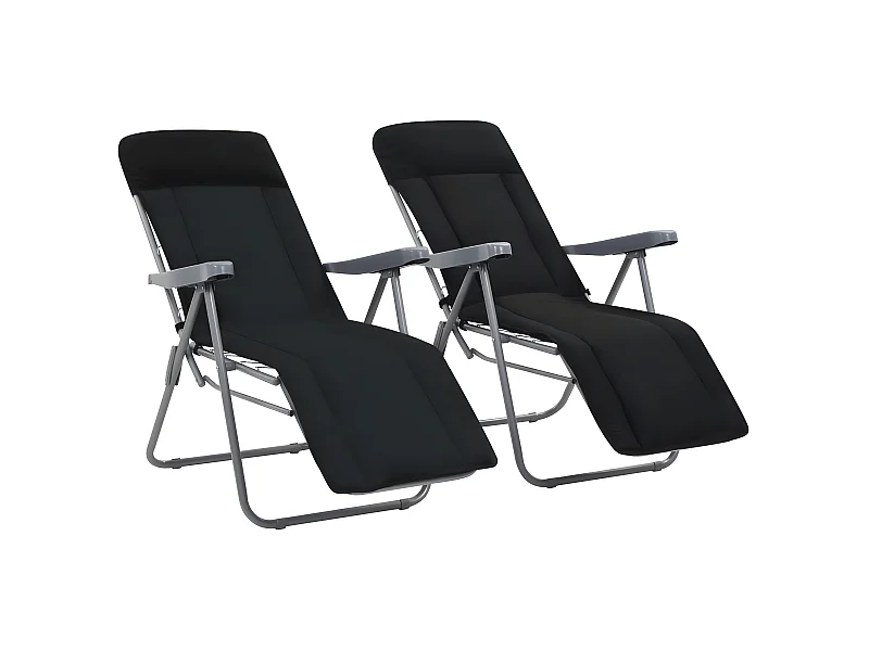 Chaises pliables de jardin avec coussins 2 pcs Noir SEF36735