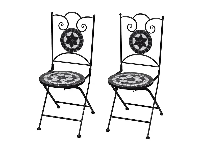 Bistrostoelen inklapbaar 2 st keramiek zwart en wit NL93300