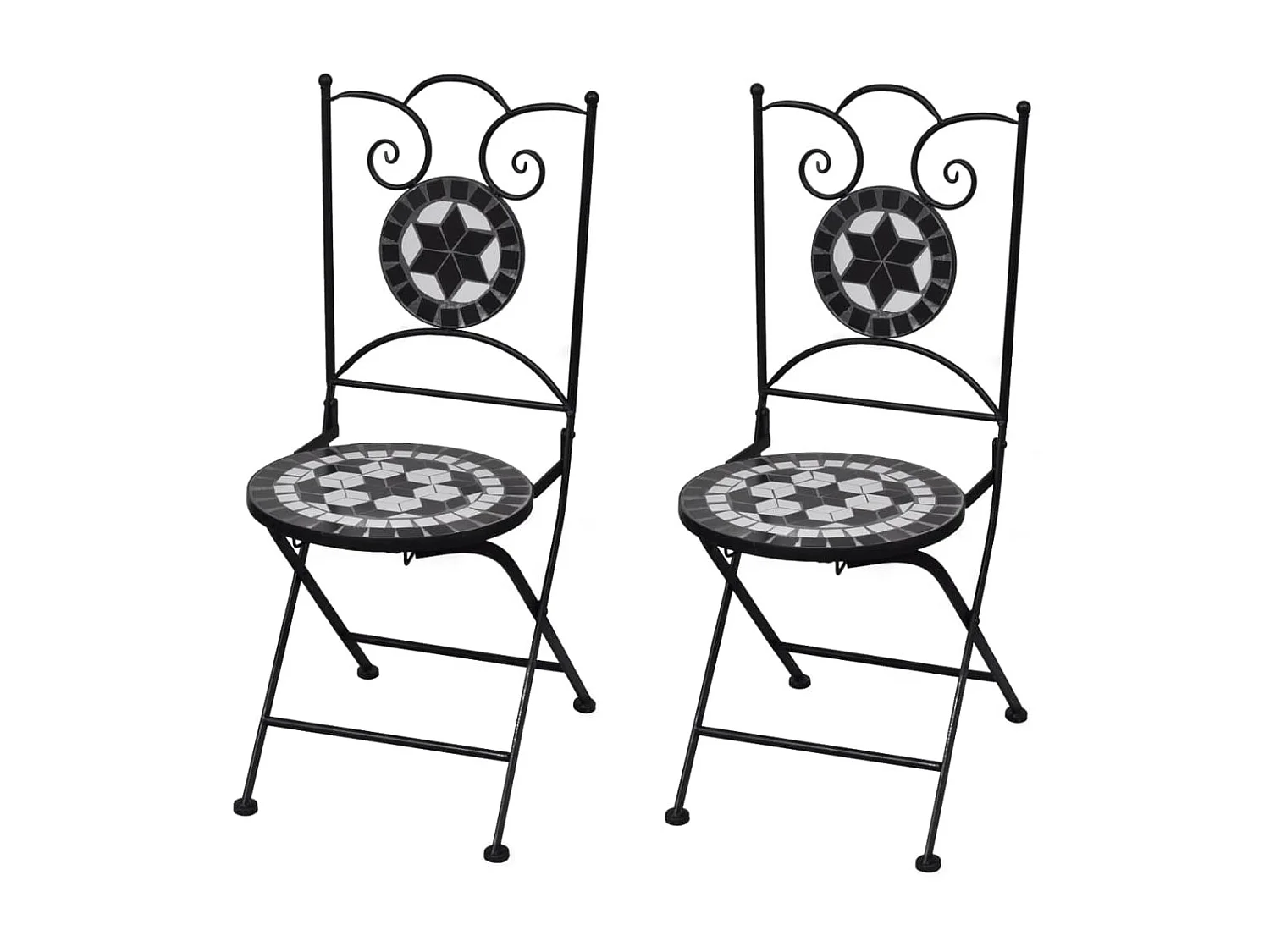 Chaises pliables de bistro 2 pcs Céramique Noir et blanc SEF41776