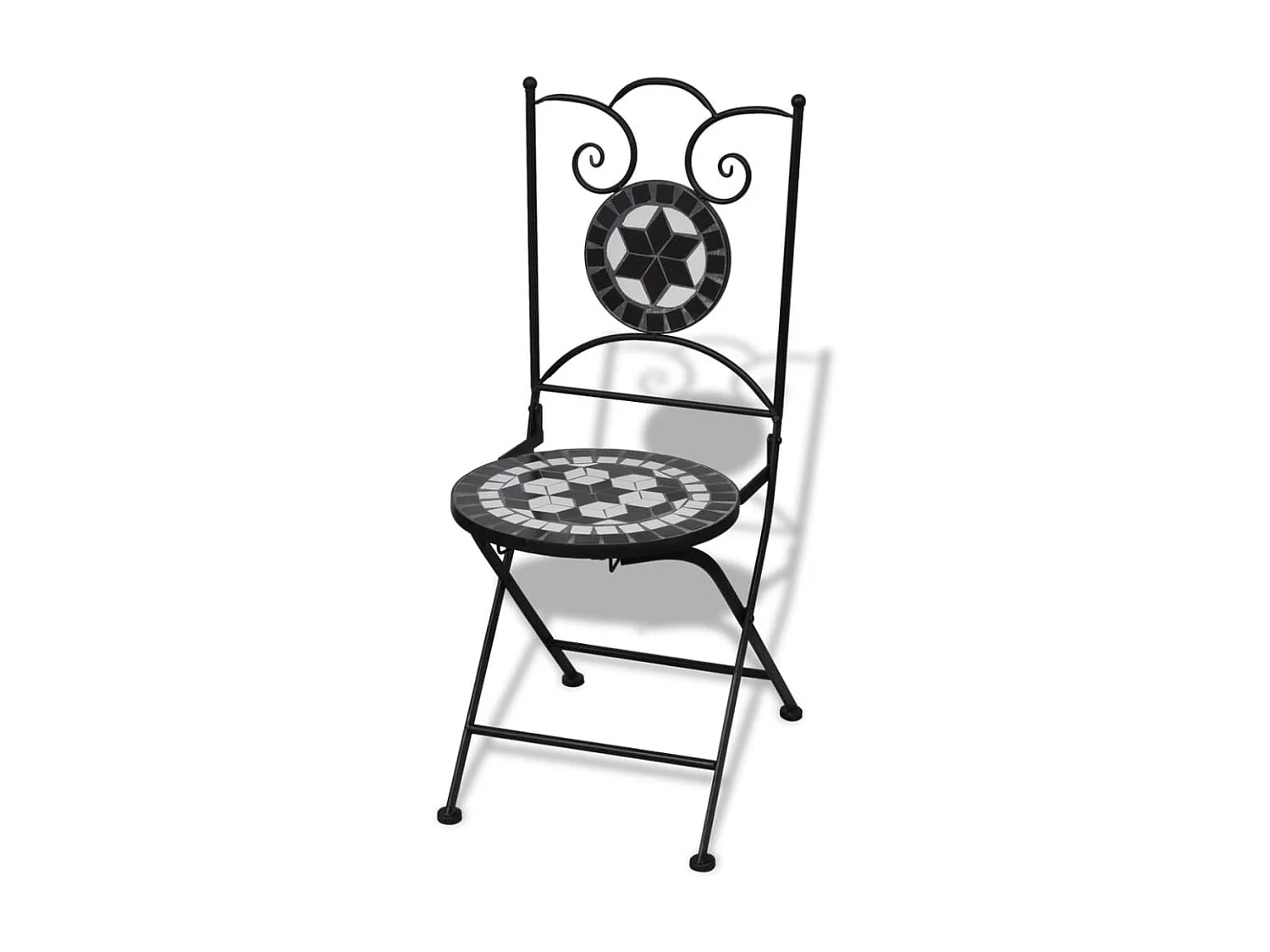 Chaises pliables de bistro 2 pcs Céramique Noir et blanc SEF41776