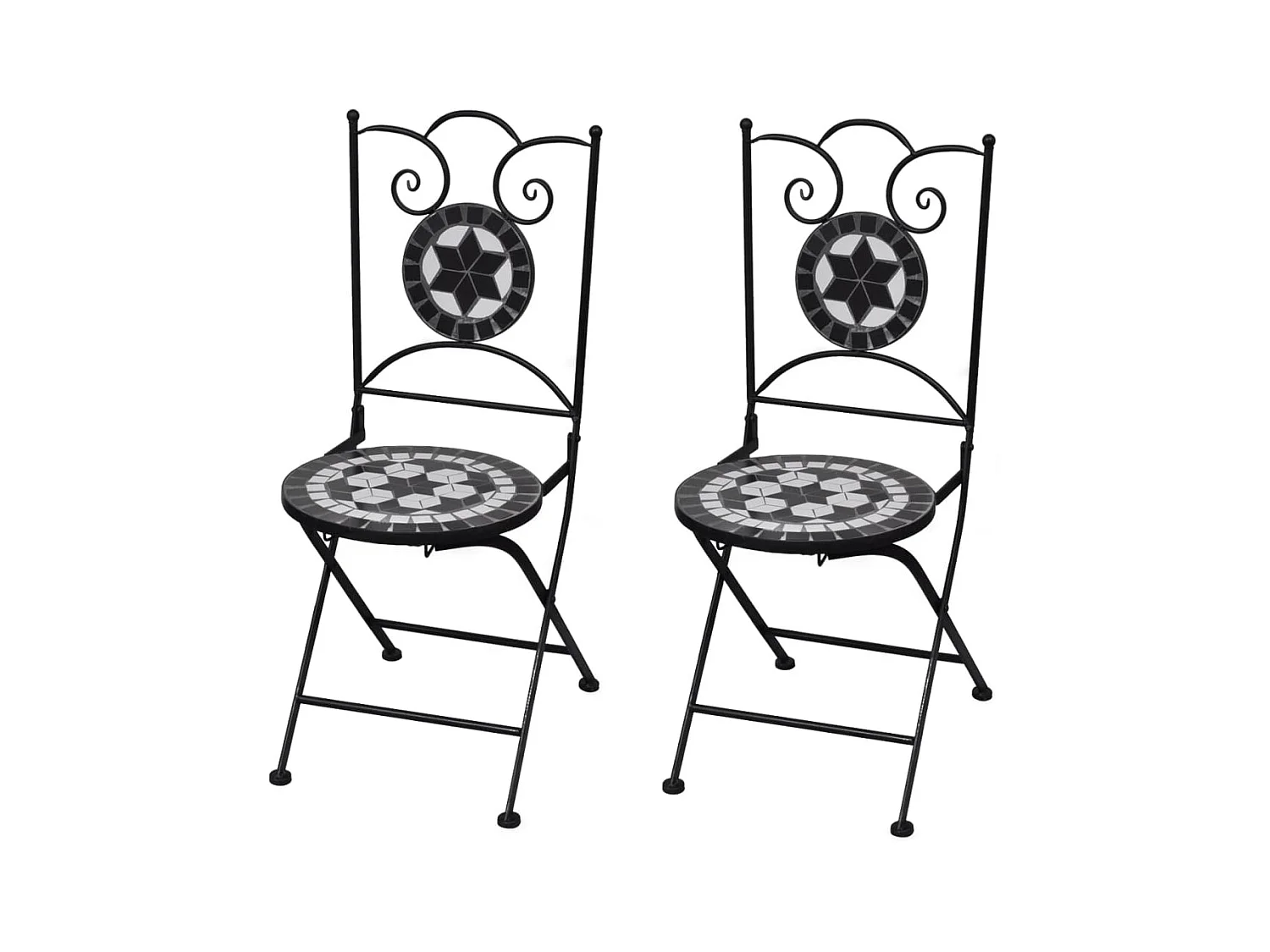 Chaises pliables de bistro 2 pcs Céramique Noir et blanc SEF41776