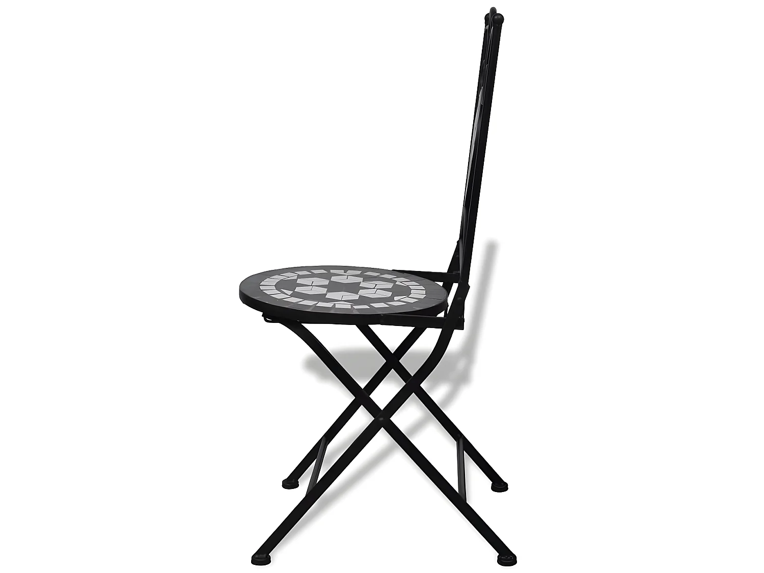 Chaises pliables de bistro 2 pcs Céramique Noir et blanc SEF41776