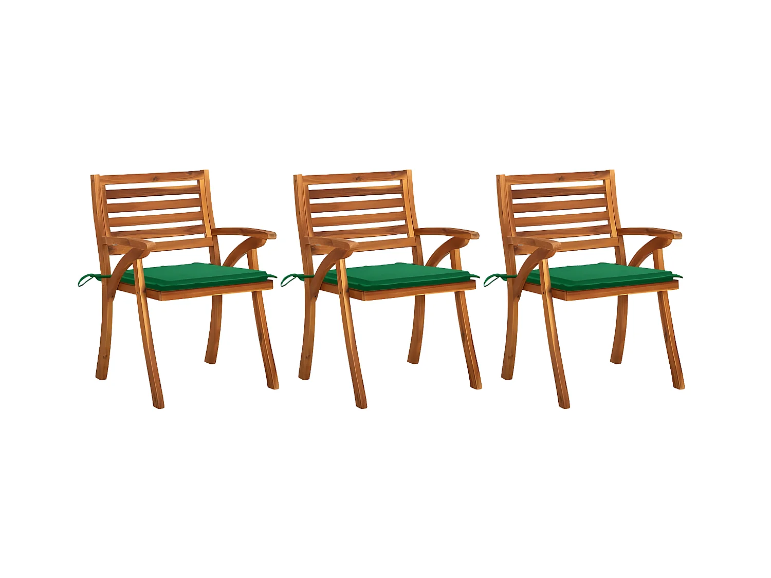 Chaises à dîner de jardin avec coussins 3 pcs Acacia massif SEF98077