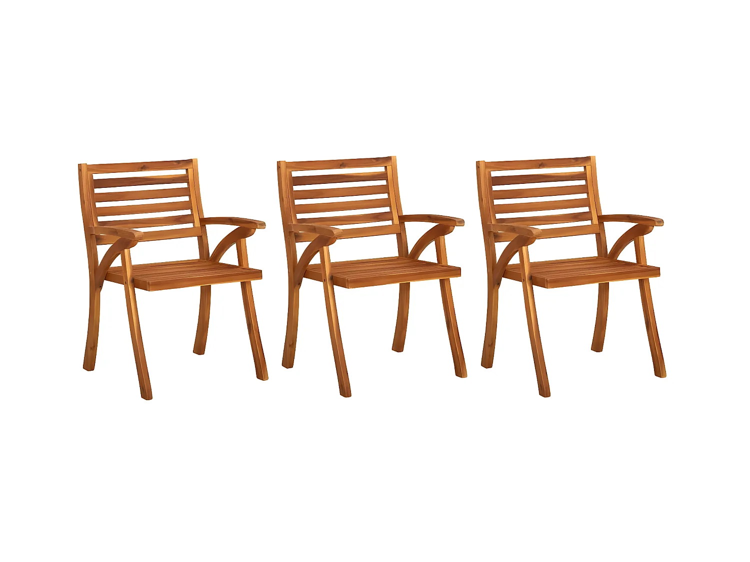 Chaises à dîner de jardin avec coussins 3 pcs Acacia massif SEF98077