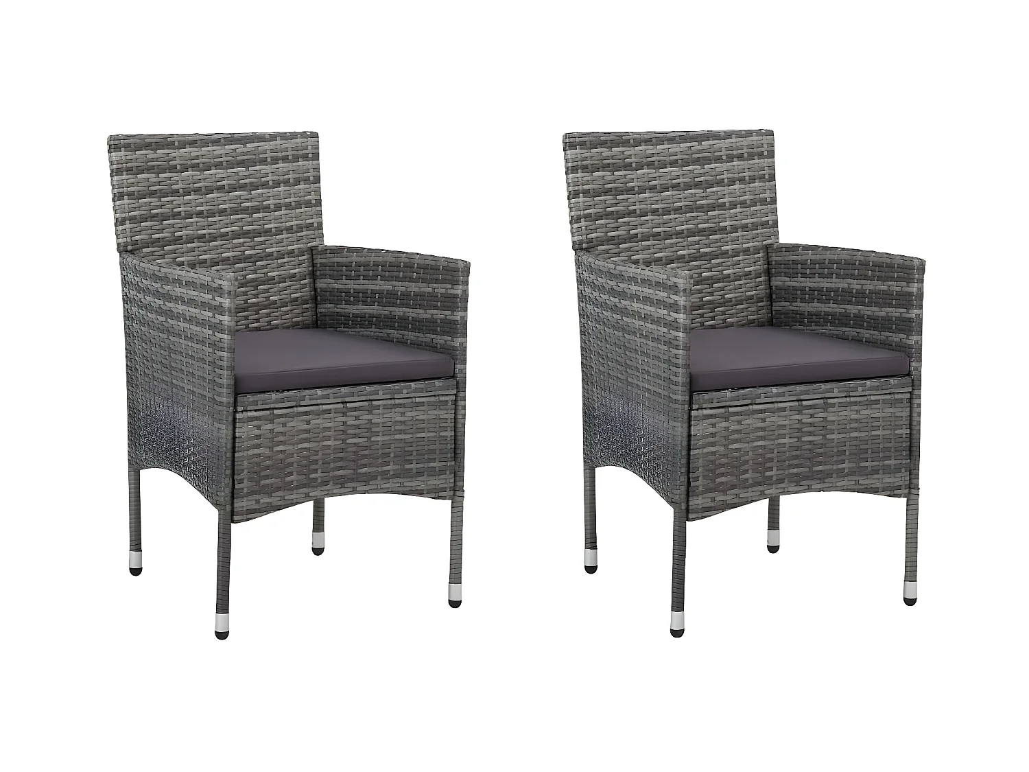 Chaises de salle à manger de jardin 2 pcs Résine tressée Gris SEF25676