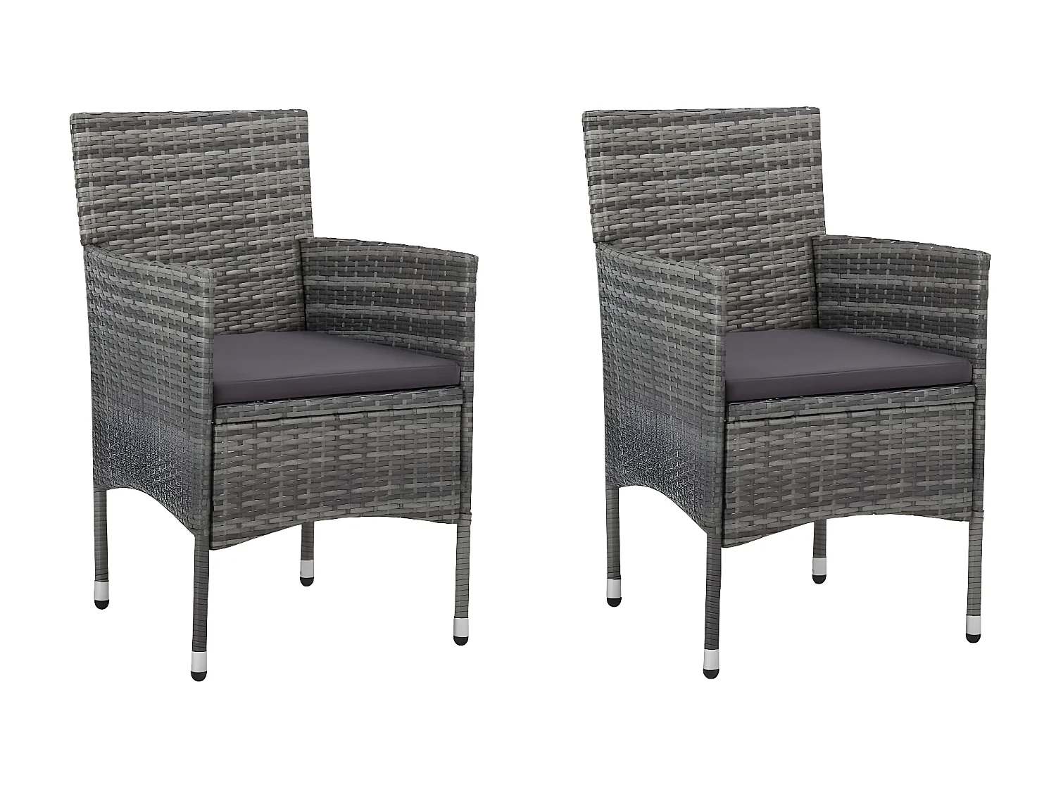 Chaises de salle à manger de jardin 2 pcs Résine tressée Gris SEF25676