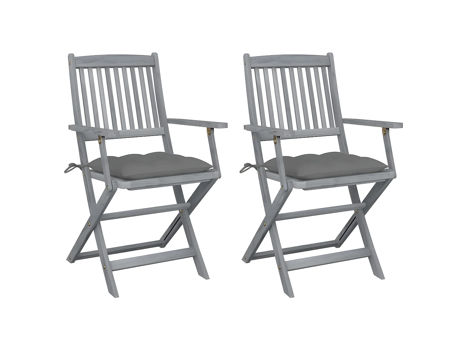 Chaises pliables d'extérieur 2 pcs avec coussins Bois d'acacia SEF72524